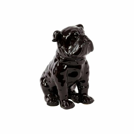 SMARTGIFTS Urban Trends Collection  Ceramic Sitting British Bulldog Figurine With Collar - Black SM2674371